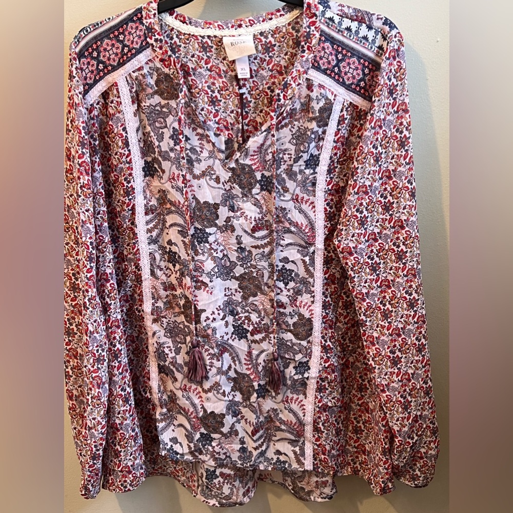 Knox rose peasant ballerina long sleeve blouse